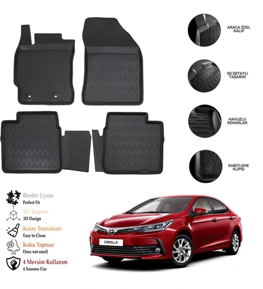 Toyota Corolla 2014 3D Havuzlu Paspas OTL ürün görseli 1