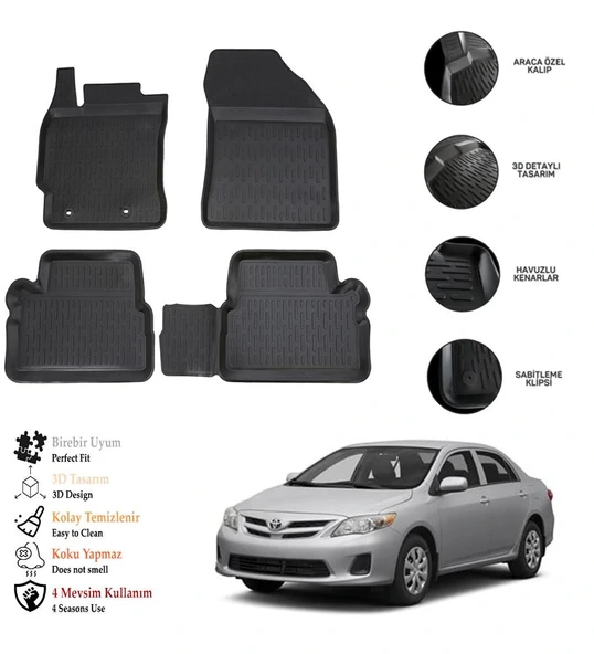 Toyota Corolla 2011 3D Havuzlu Paspas OTL ürün görseli 1