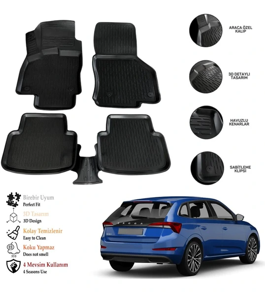 Skoda Scala 2025 3D Havuzlu Paspas OTL ürün görseli 1