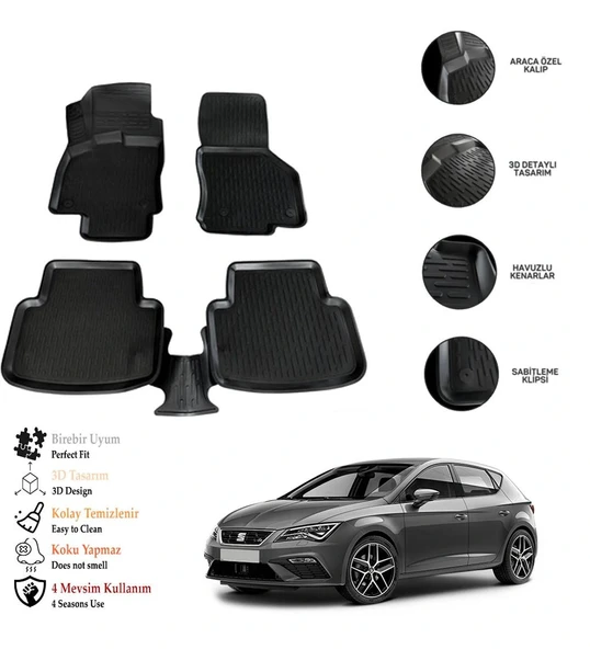 Seat Leon (Mk3) 2013 3D Havuzlu Paspas OTL ürün görseli 1