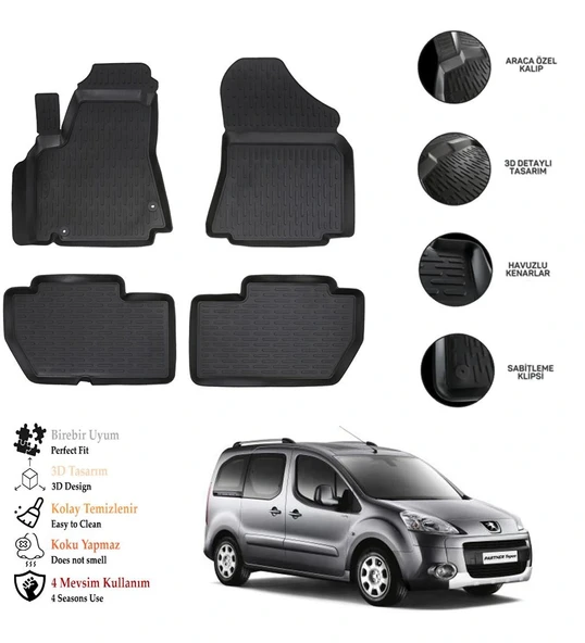Peugeot Partner-Tepe 2014 3D Havuzlu Paspas OTL ürün görseli 1