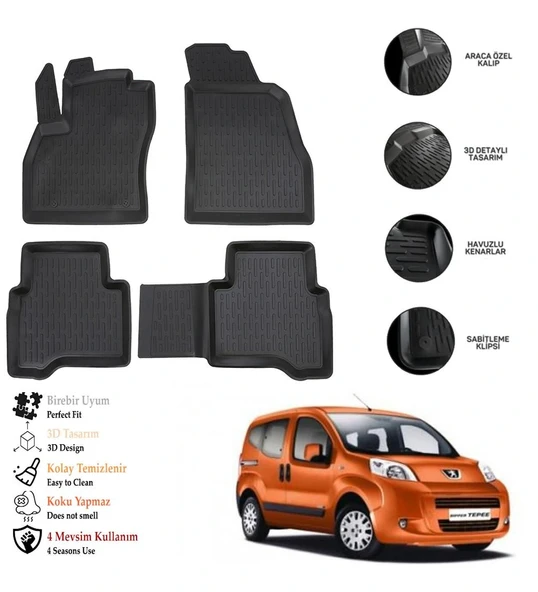 Peugeot Bipper 2014 3D Havuzlu Paspas OTL ürün görseli 1