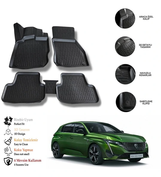 Peugeot 308 2026 3D Havuzlu Paspas OTL ürün görseli 1