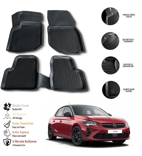 Opel Corsa F 2025 3D Havuzlu Paspas OTL ürün görseli 1