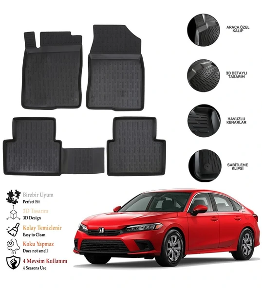 Honda Cıvıc (Fe1) 2024 3D Havuzlu Paspas OTL ürün görseli 1