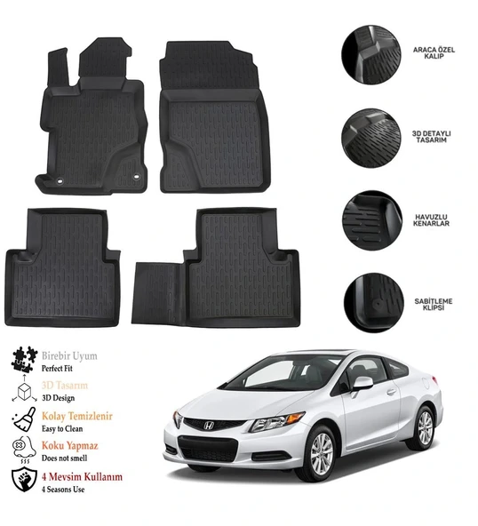 Honda Cıvıc (Fb7) 2014 3D Havuzlu Paspas OTL ürün görseli 1
