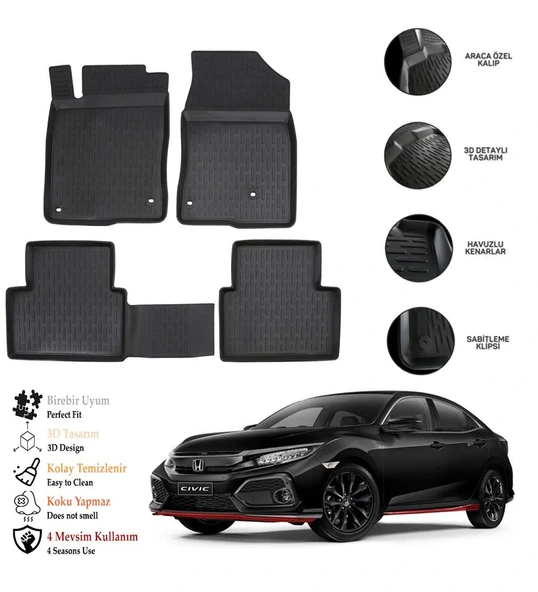Honda Cıvıc (Fc5) 2017 3D Havuzlu Paspas OTL ürün görseli 1