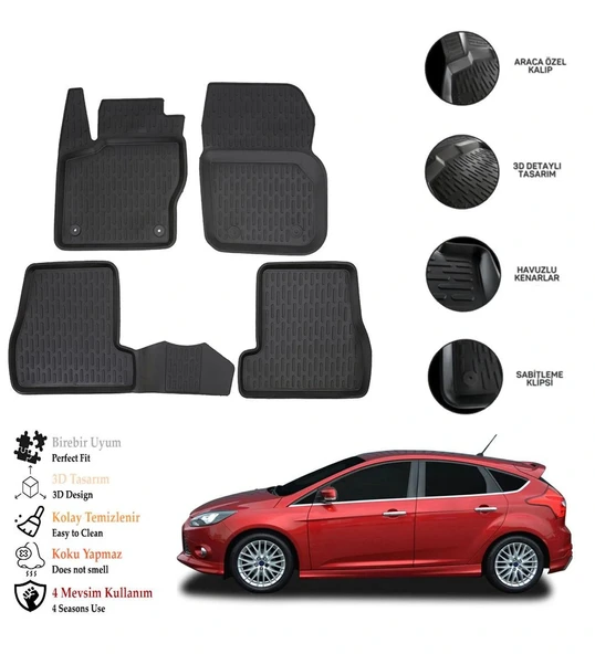 Ford Focus 3 2014 3D Havuzlu Paspas OTL ürün görseli 1