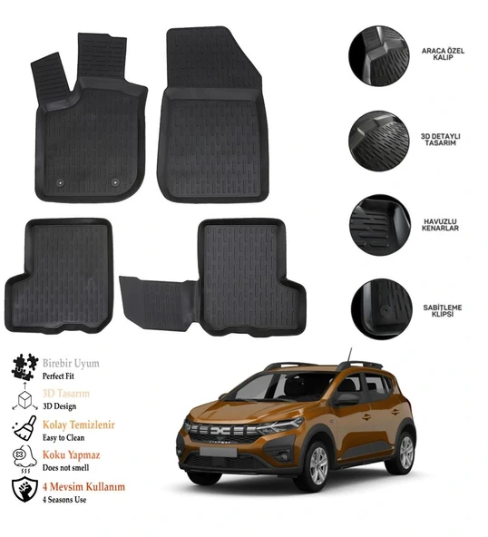 Dacia Sandero 2025 3D Havuzlu Paspas OTL ürün görseli 1