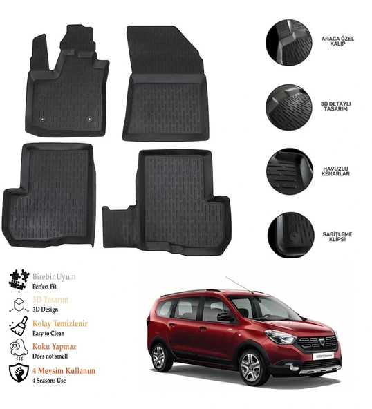 Dacia Lodgy 2018 3D Havuzlu Paspas OTL ürün görseli 1