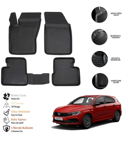 Fiat Egea Hb 2020 3D Havuzlu Paspas OTL ürün görseli 1