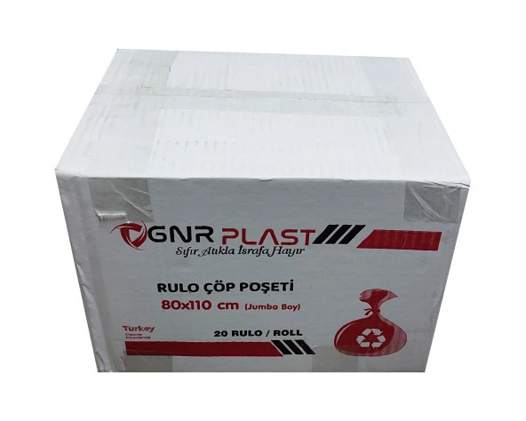 GNR Endüstriyel Jumbo Çöp Torbası Poşeti - 2 Kat - Siyah - 500 Gr. - 80x110 Cm. -10x20 Rulo / Koli ürün görseli 1