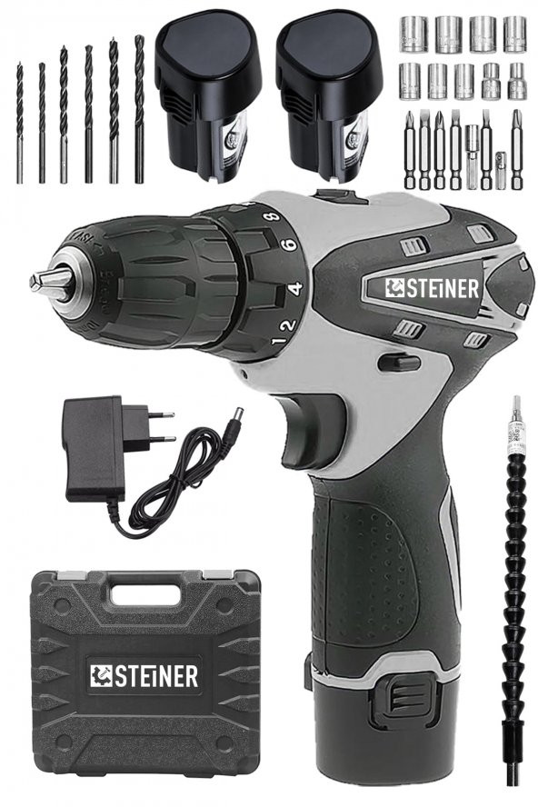 STEİNER Alman Titan 36 V Sjs Çift Metal Şanzuman Çift Akülü Şarjlı Vidalama Matkap + 24 Parça Set ürün görseli 1