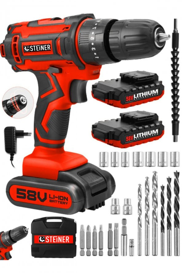 STEİNER Germany Technology Highline 58 V 5 Ah Darbeli Bakır Sargılı Çift Akülü Vidalama Matkap ürün görseli 1