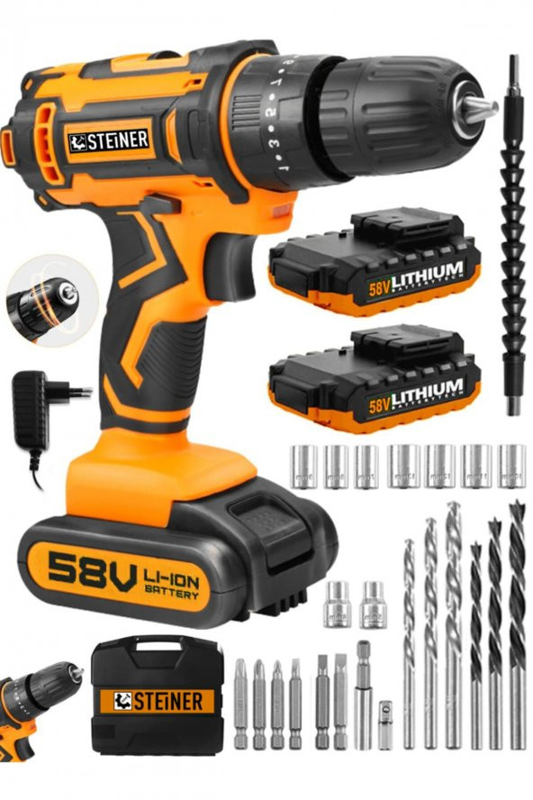 STEİNER Germany Technology Highline 58 V 5 Ah Darbeli Bakır Sargılı Çift Akülü Vidalama Matkap ürün görseli 1