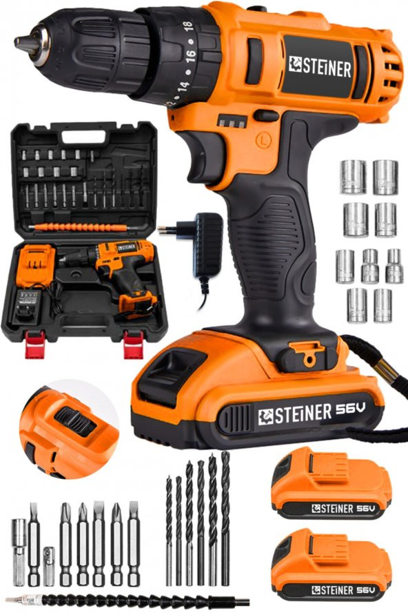 STEİNER Germany Technology Darbeli 56 V 5 Ah Bakır Sargılı Çift Akülü Şarjlı Vidalama Matkap Trc Set ürün görseli 1