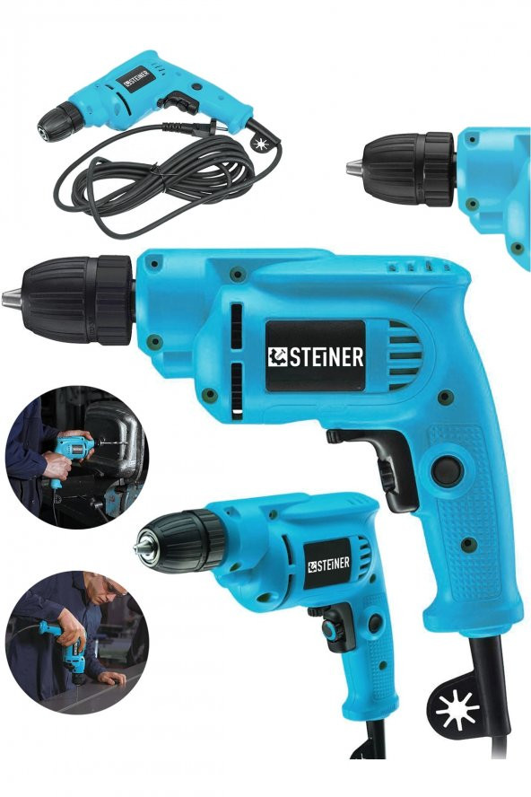 STEİNER Alman 1400 Watt 10 Mm Professional Bakır Sargılı Kablolu Darbesiz Vidalama Matkap ürün görseli 1