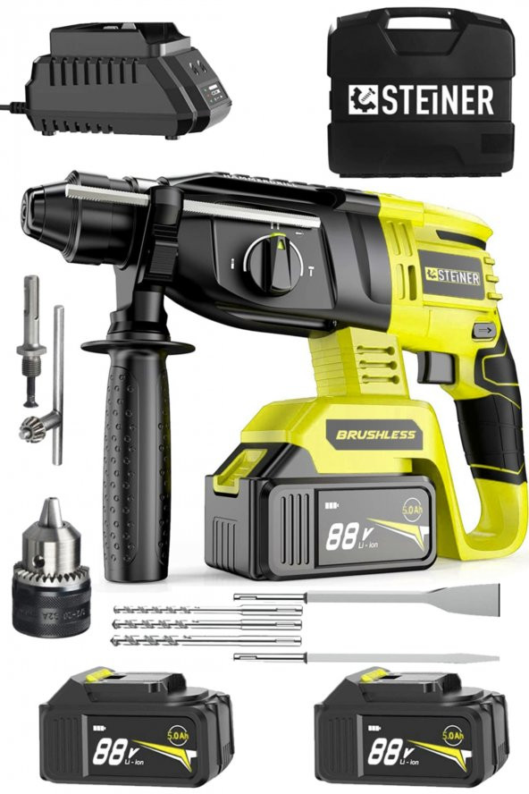 STEİNER Germany Technology 88 V 5 Ah Kömürsüz Motorlu Çift Akülü Kırıcı Delici Hilti Darbeli Matkap ürün görseli 1