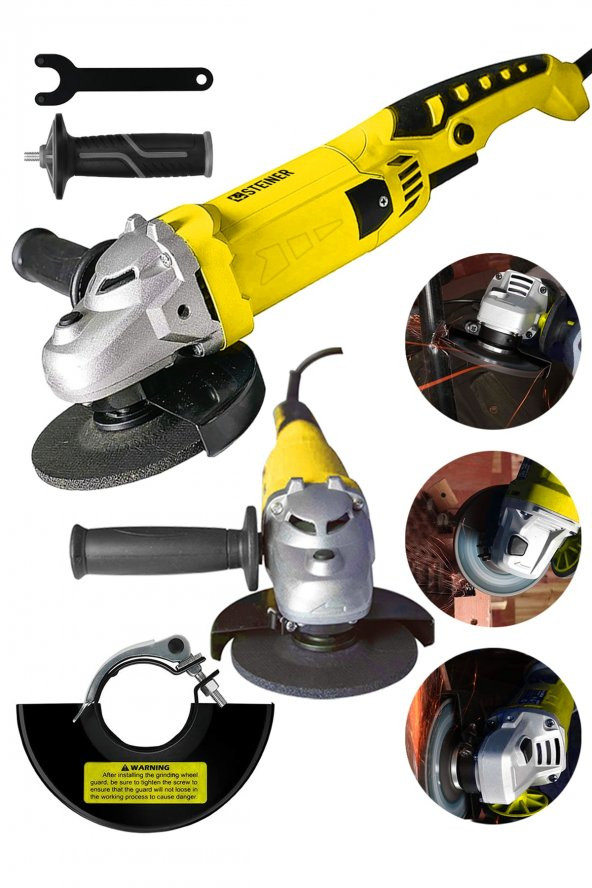 STEİNER Alman 3000 Watt Devir Ayarli Sjs Çift Metal Dişli Şanzuman Demir Metal Kesme Taşlama Makinesi 125mm ürün görseli 1