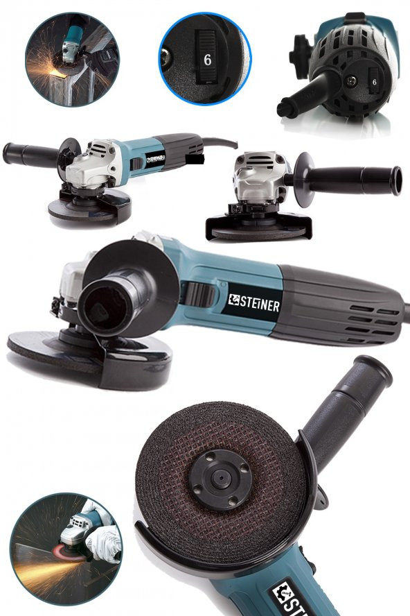 STEİNER Germany Technology 2400 W 125mm Professional 6 Kademe Devir Ayarlı Avuç Içi Taşlama Makinesi ürün görseli 1