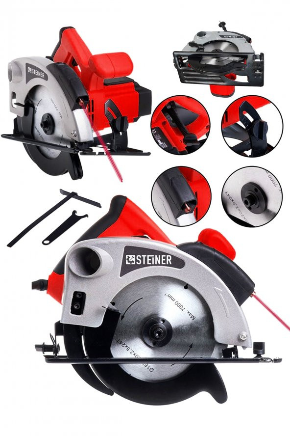 STEİNER Alman Lazerli Daire Testere Metal Şanzuman Sunta Kesme Makinesi 45 Açılı Kesim Kırmızı ürün görseli 1