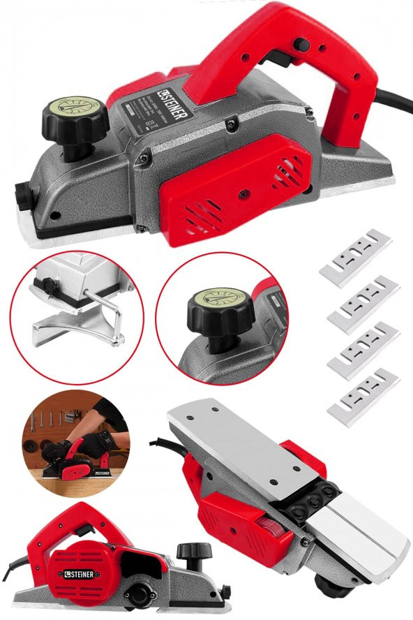 STEİNER Alman 4200 W Bakır Sargı Metal Şanzıman Motor Korumalı Çift Bıçaklı Planya Rende Makinesi + 4 Bıçak ürün görseli 1
