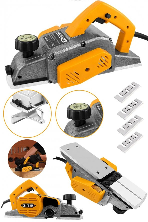 STEİNER Alman 4200 W Bakır Sargı Metal Şanzıman Motor Korumalı Çift Bıçaklı Planya Rende Makinesi + 4 Bıçak ürün görseli 1