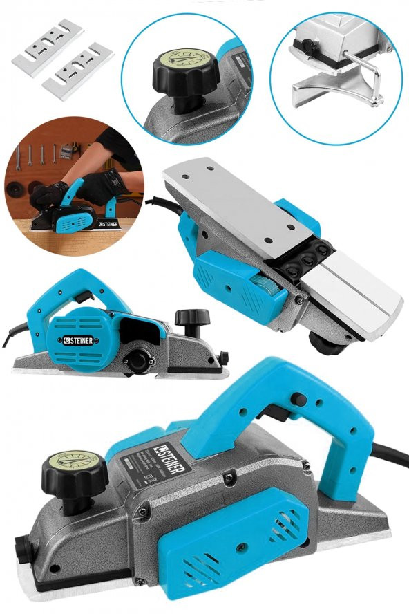 STEİNER Alman 4200 W Bakır Sargı Metal Şanzıman Motor Korumalı Çift Bıçaklı Planya Rende Makinesi + 2 Bıçak ürün görseli 1