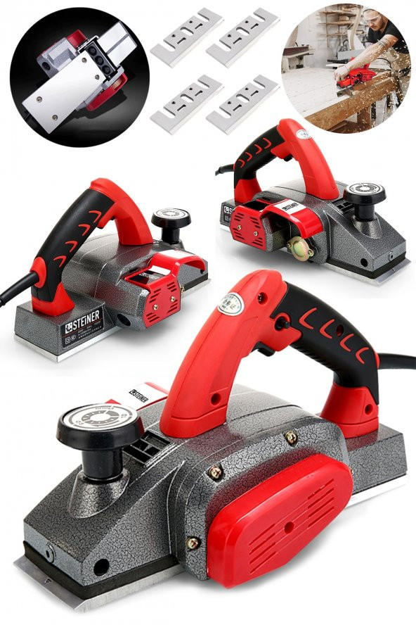 STEİNER Alman Titan 4200 Watt Bakır Sargılı Metal Şanzuman Çift Bıçaklı Planya Rende Makinesi + 4 Bıçak ürün görseli 1
