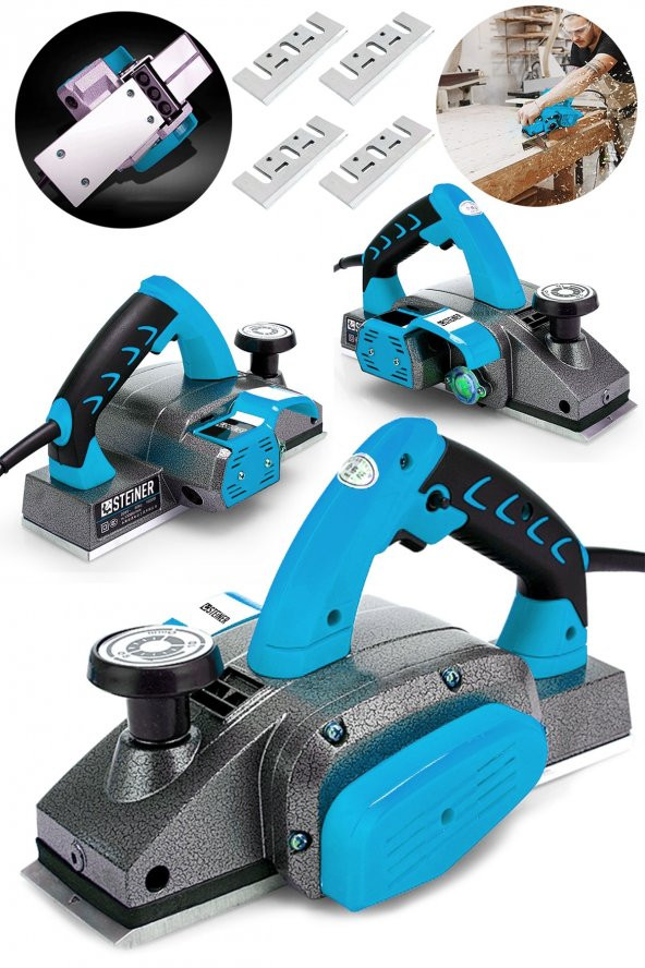 STEİNER Alman Titan 4200 Watt Bakır Sargılı Metal Şanzuman Çift Bıçaklı Planya Rende Makinesi + 4 Bıçak ürün görseli 1