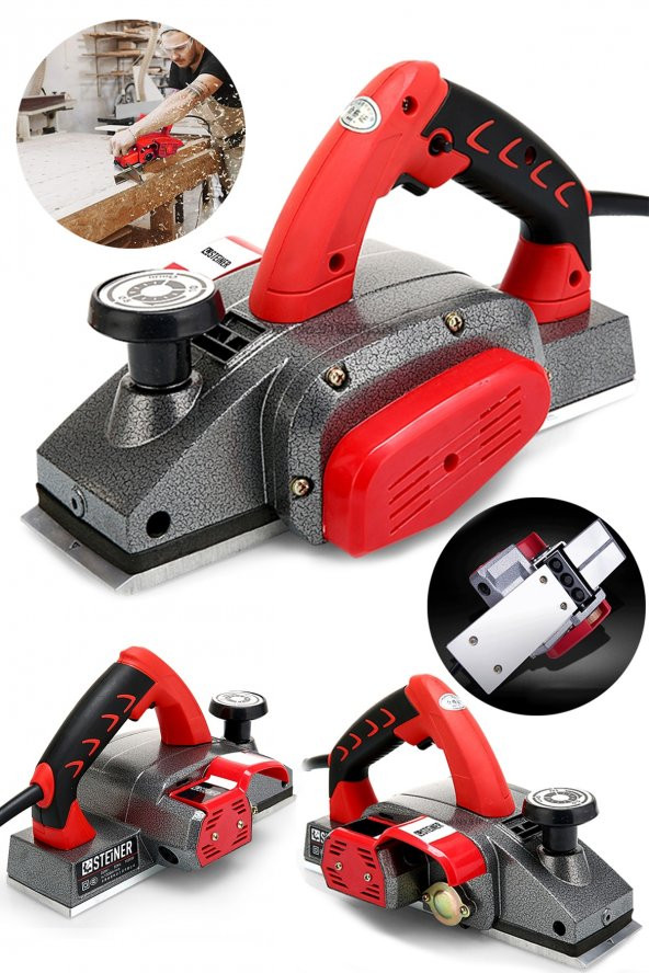 STEİNER Alman Titan 4200 Watt Motor Korumalı Bakır Sargılı Metal Şanzuman Çift Bıçaklı Planya Rende Makinesi ürün görseli 1