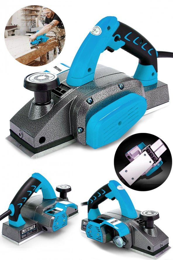 STEİNER Alman Titan 4200 Watt Motor Korumalı Bakır Sargılı Metal Şanzuman Çift Bıçaklı Planya Rende Makinesi ürün görseli 1