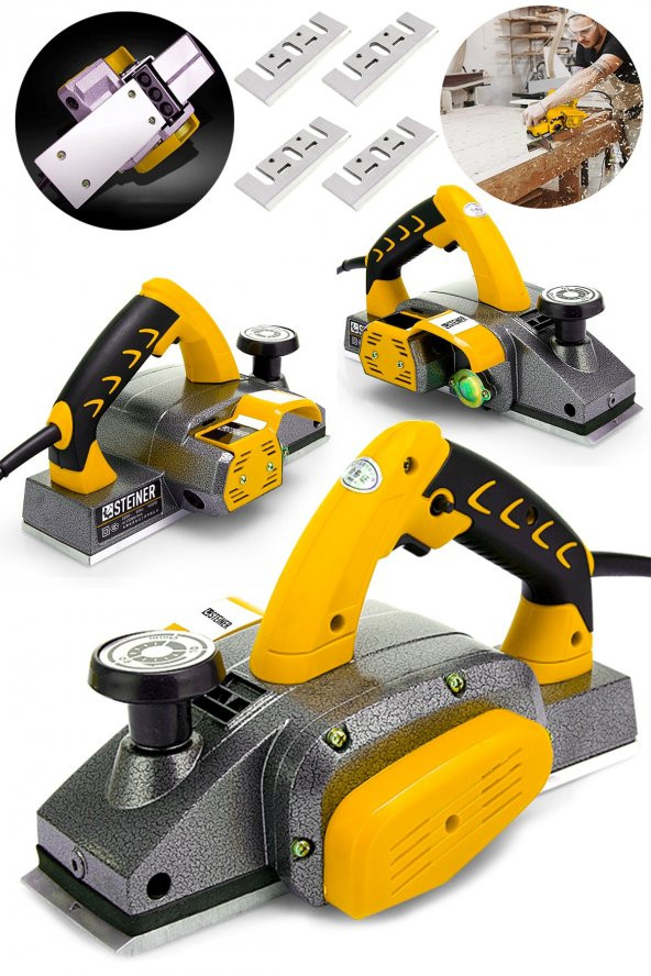 STEİNER Alman Titan 4200 Watt Bakır Sargılı Metal Şanzuman Çift Bıçaklı Planya Rende Makinesi + 4 Bıçak ürün görseli 1