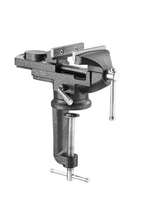 STEİNER Alman 50 mm Dönerli Örslü Özel Alaşımlı Paslanmaz Dövme Çelik Mini Masa ve Tezgah Mengenesi Gri ürün görseli 1