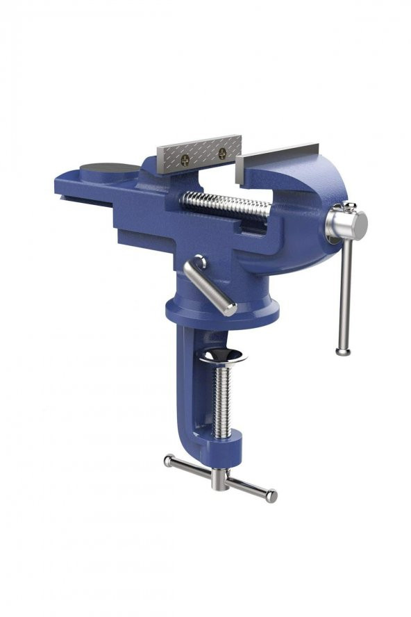 STEİNER Alman 60 mm Dönerli Örslü Özel Alaşımlı Paslanmaz Dövme Çelik Mini Masa ve Tezgah Mengenesi Mavi ürün görseli 1