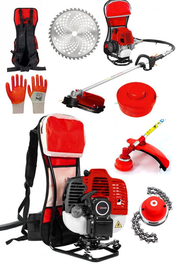 STEİNER Alman Turbo K 9001 Sırt Tipi Benzinli Motorlu Çalı Çim Ot Biçme Tırpanı Makinesi + Canavar Başlık ürün görseli 1
