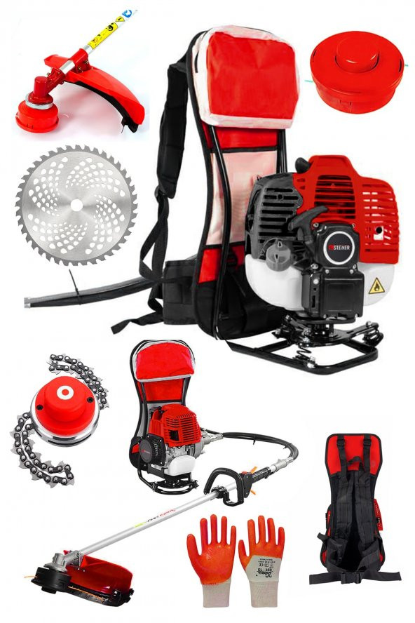STEİNER Alman Turbo K 9002 Sırt Tipi Benzinli Motorlu Çalı Çim Ot Biçme Tırpanı Makinesi + Canavar Başlık ürün görseli 1