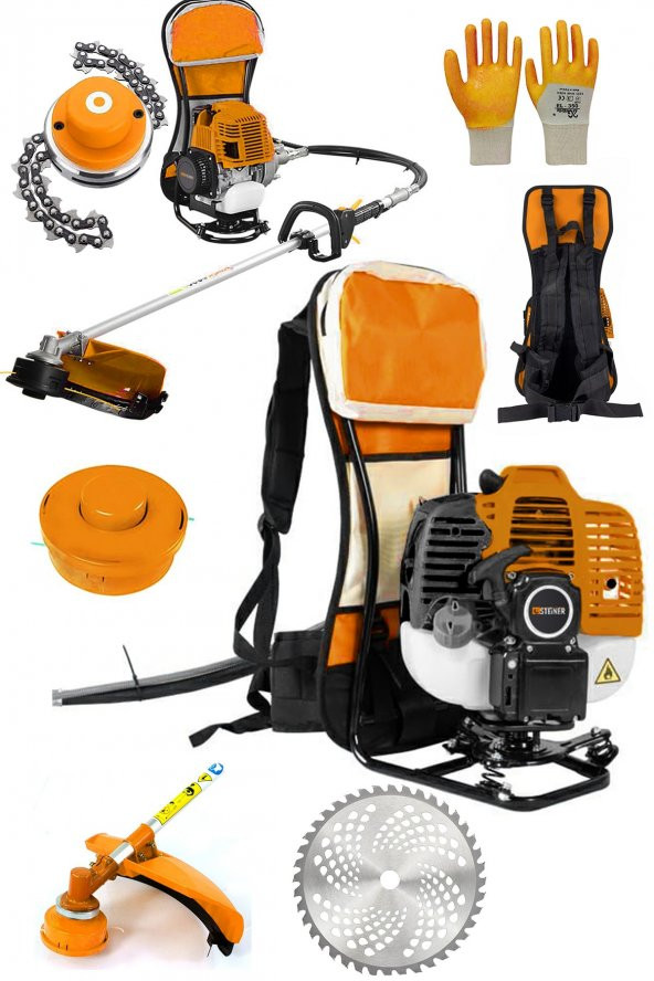 STEİNER Alman Turbo T 9003 Sırt Tipi Benzinli Motorlu Çalı Çim Ot Biçme Tırpanı Makinesi + Canavar Başlık ürün görseli 1