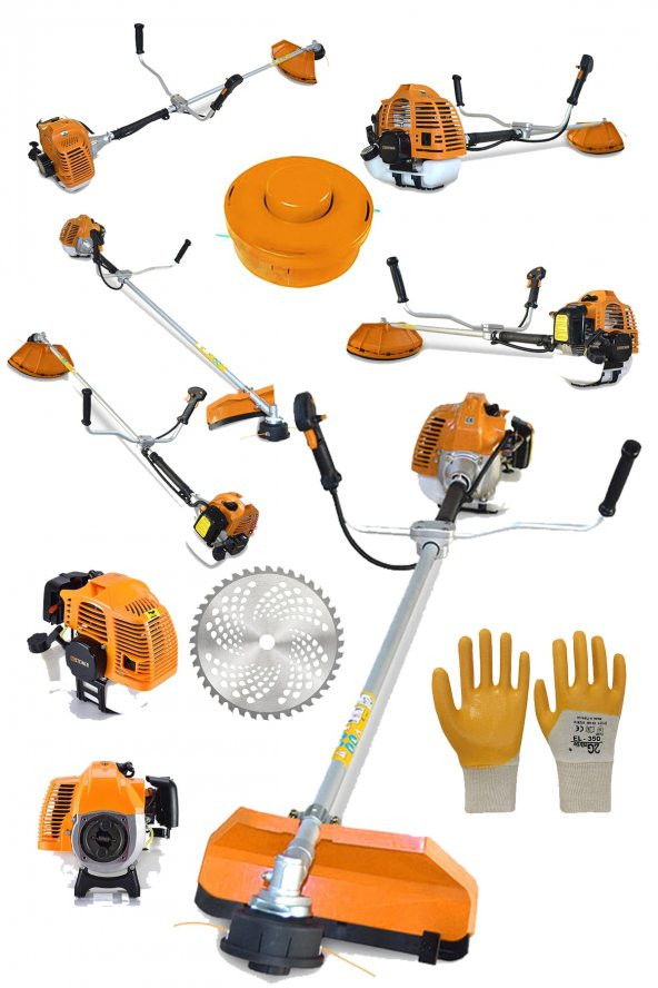 STEİNER Alman Turbo 9200 Yan Tipi Benzinli Motorlu Ot Çim Tırpanı Çalı Biçme Makinesi Tırpanı Turuncu ürün görseli 1