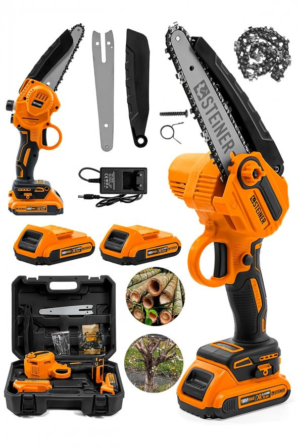 STEİNER Alman 198 Vf 10 Ah 25 Cm Bakır Sargılı Akülü Dal Kesme Budama Testere Bıçkı Makinesi Turuncu ürün görseli 1