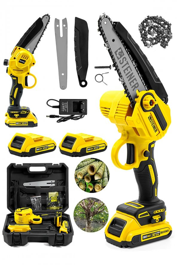 STEİNER Alman 198 Vf 10 Ah 25 Cm Bakır Sargılı Akülü Dal Kesme Budama Testere Bıçkı Makinesi Sarı ürün görseli 1