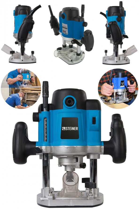 STEİNER Alman Blue 4000 Watt Devir Ayarlı Metal Şanzuman Profesyonel Freze Formika Makinası 8 Mm Pens ürün görseli 1