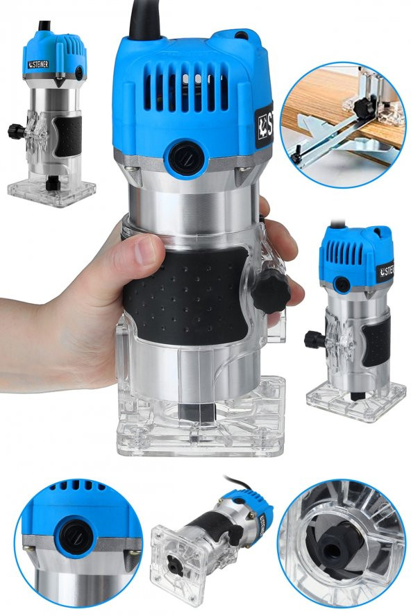 STEİNER Alman 3000 Watt 6 Kademe Devir Ayarlı Formika Traşlama Freze Makinesi 6 Mm Pens ürün görseli 1