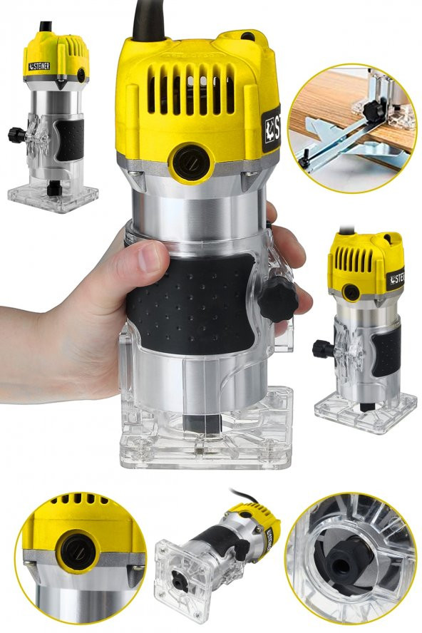STEİNER Alman 3000 Watt 6 Kademe Devir Ayarlı Formika Traşlama Freze Makinesi 6 mm Pens ürün görseli 1