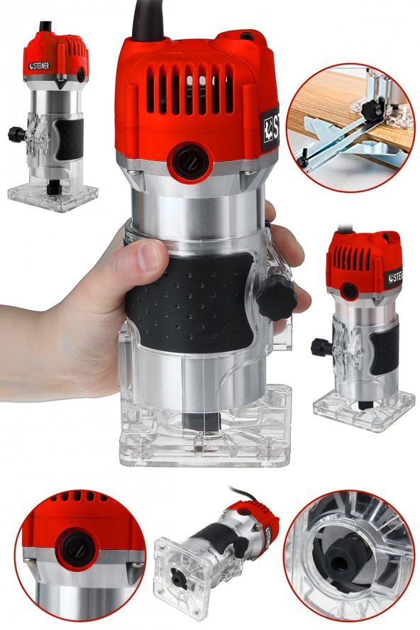 STEİNER Alman 3000 Watt 6 Kademe Devir Ayarlı Formika Traşlama Freze Makinesi 6 Mm Pens ürün görseli 1