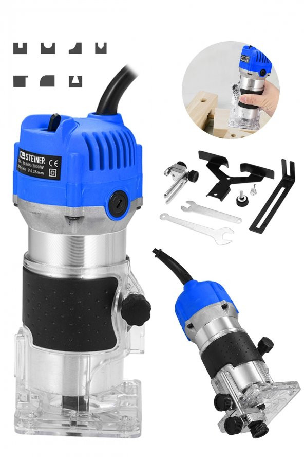 STEİNER Germany Technology 3000 W 6 Kademe Devir Ayarlı Formika Traşlama Freze Makinesi 6 Mm Pens Mv ürün görseli 1