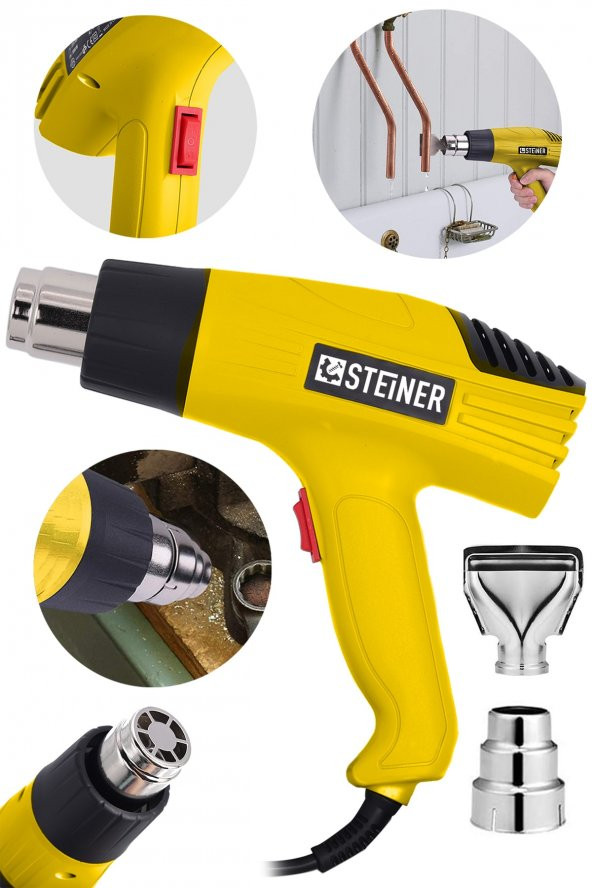 STEİNER Alman Gt-3000 Watt 2 Kademeli Isı Tabancası Çelik Rezistans Profesyonel Sıcak Hava Üfleme Tabancası ürün görseli 1