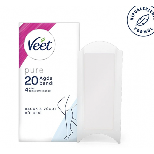 Veet Pure Bacak ve Vücut Bölgesi İçin Hipoalerjenik Sir Ağda Bandı 20li ürün görseli 1