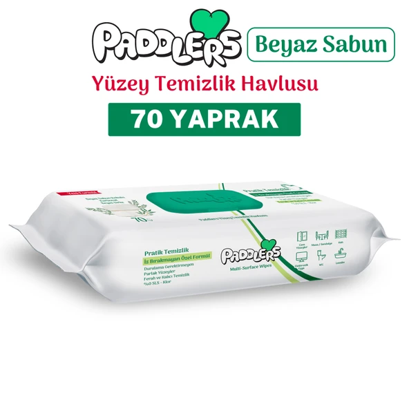 Paddlers Easy Clean Beyaz Sabun Katkılı Yüzey temizlik Havlusu 70 Yaprak ürün görseli 1