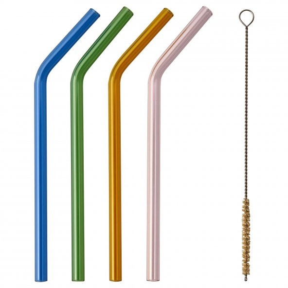4 Adet Renkli Cam Pipet 18 cm MeridyenDukkan 4  lü Karışık Renkler ürün görseli 1